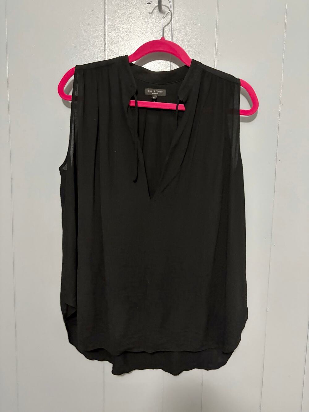Rag & Bone Black Tie V-neck Sleeveless Lightweight Classic Minimalist Top S